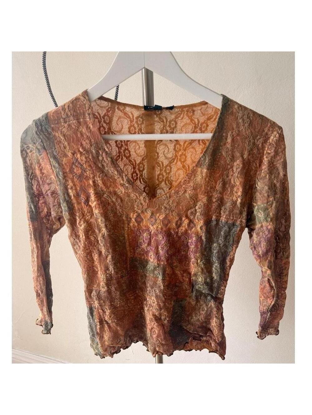 Therapy Women's Orange and Green Blous